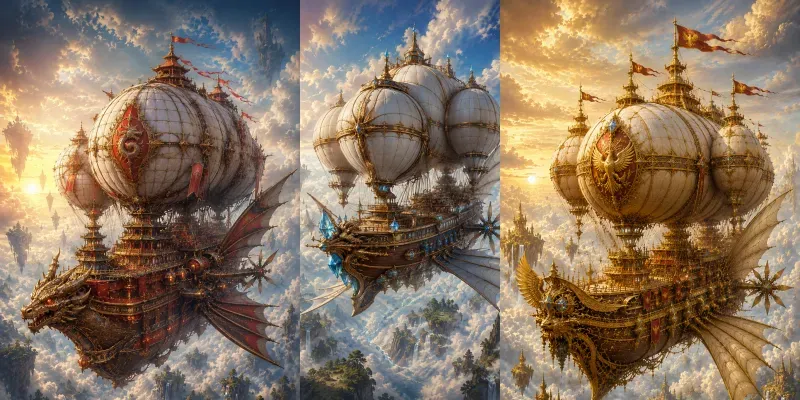 Sky Ships Fantasy Airships generated by undefined