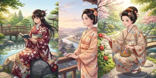 Japanese Kimono Anime Portraits generated by gemini-image