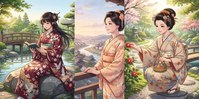 Japanese Kimono Anime Portraits generated by undefined