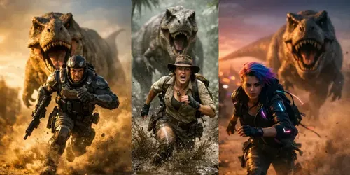 Dinosaur Chase Cinematic Scenes generated by chatgpt-image