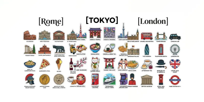 Travel City Sticker Sheets generated by undefined
