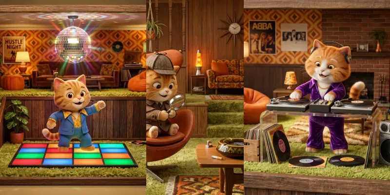 70s Retro Cat House 3D Dioramas generated by undefined