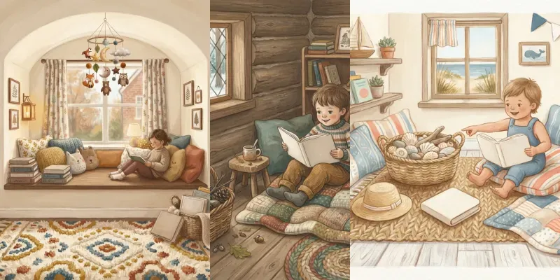 Storybook Reading Nook Scene Art Systems generated by undefined