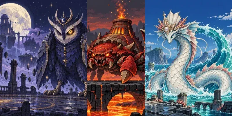 Retro Pixel Boss Battle Art