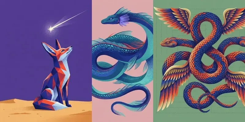 Mystical Fauna Stylized Gouache Art generated by undefined