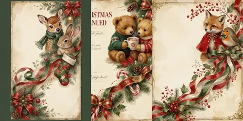 Vintage Christmas Digital Papers generated by seedream