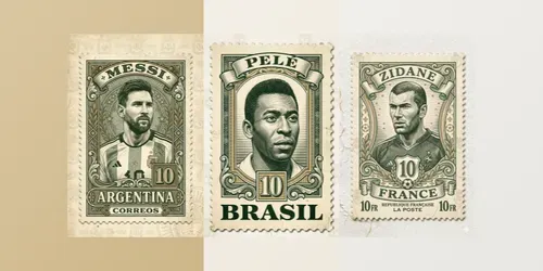 Vintage Engraved Football Postage Stamps generated by gemini-image