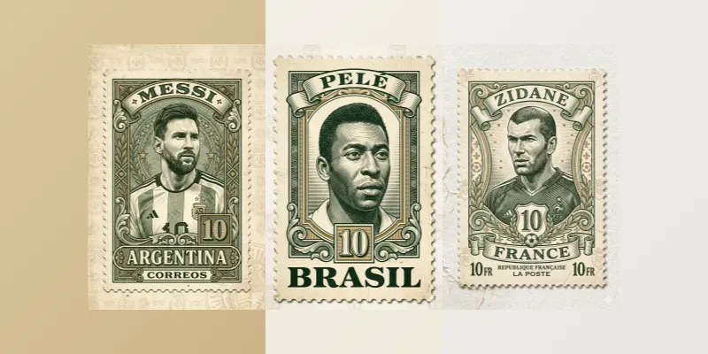 Vintage Engraved Football Postage Stamps generated by undefined