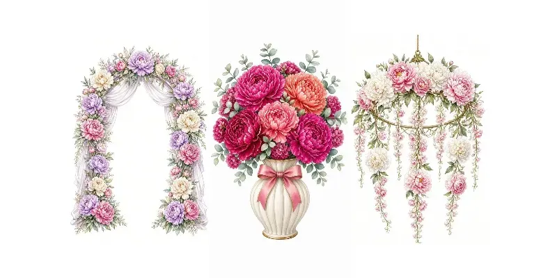 Peony Clipart 100 Packs For Cards generated by undefined