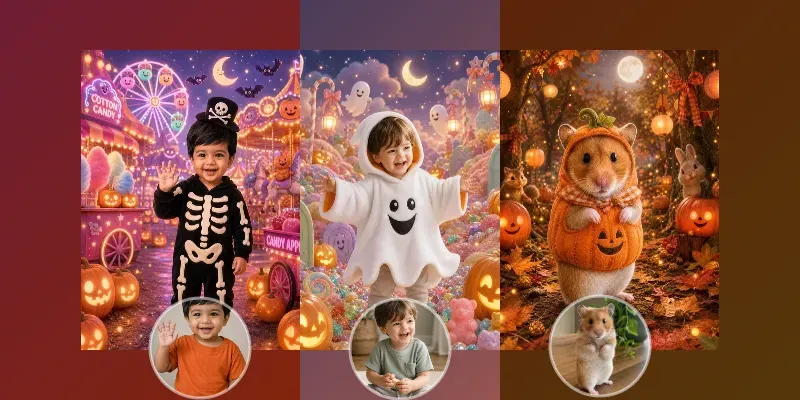 Kids Pets Halloween Costume Portraits generated by undefined