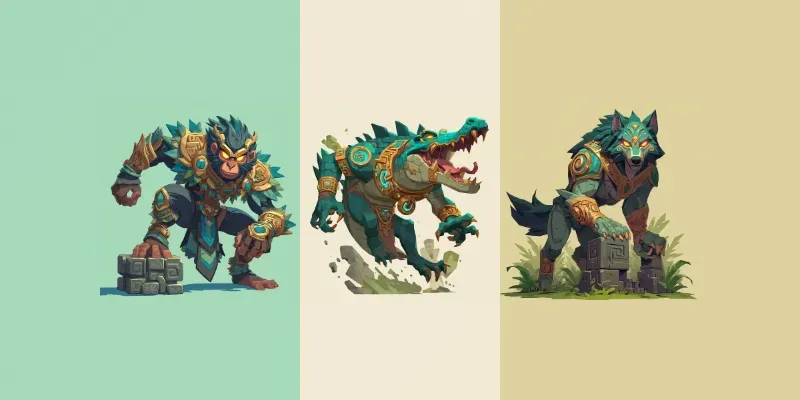 Cartoon Aztec Tlaloc Animals generated by undefined