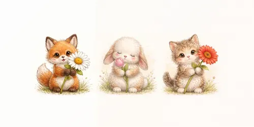 Cute Fluffy Character Flower Art Style generated by chatgpt-image