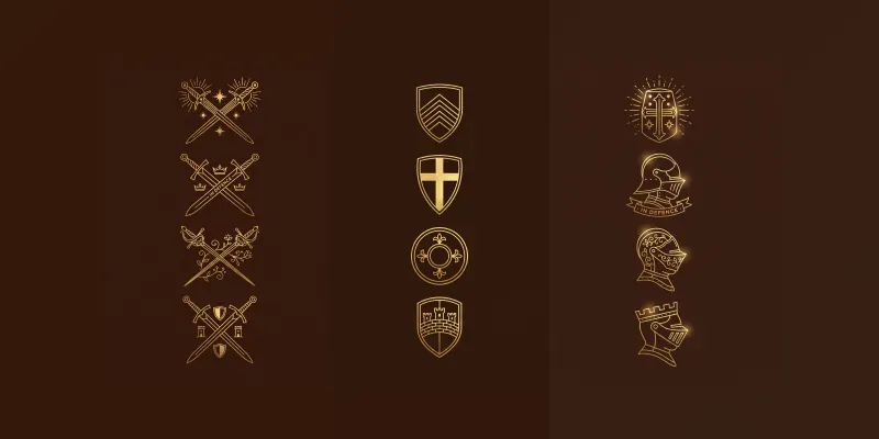 Golden Heraldic Foil Icons generated by undefined