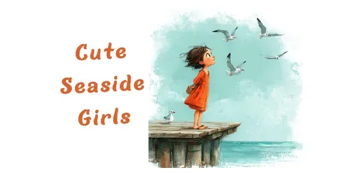 Whimsical Seaside Girls Clipart generated by midjourney