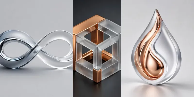 3d Glass Liquid Metal Minimalist Logos generated by undefined