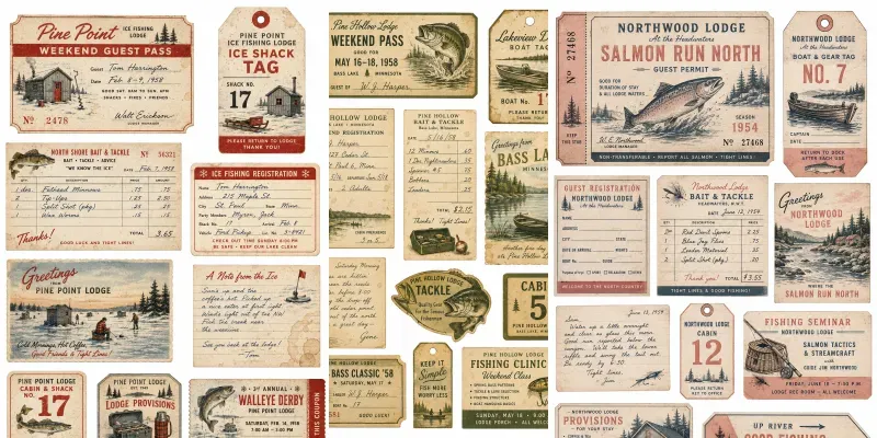 Fishing Lodge Junk Journal Sheets generated by undefined