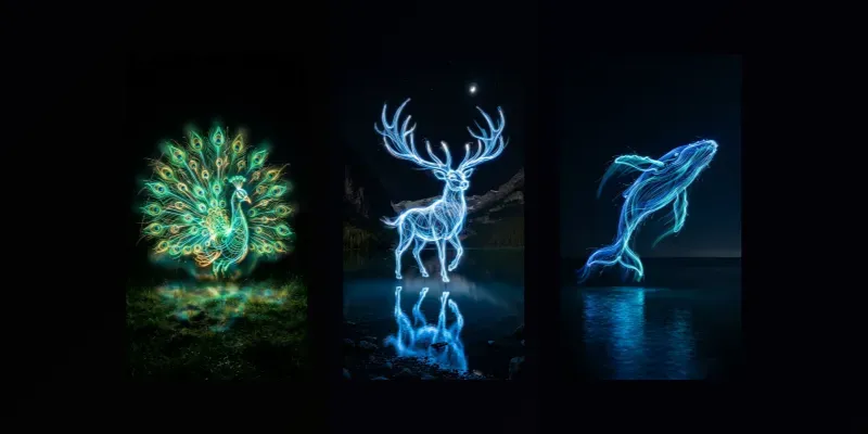 Neon Light Painting Wildlife Photos
