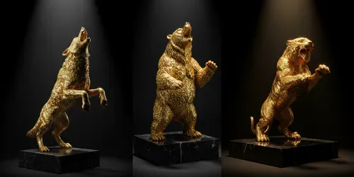 Ancient Golden Predator Statues generated by gemini-image