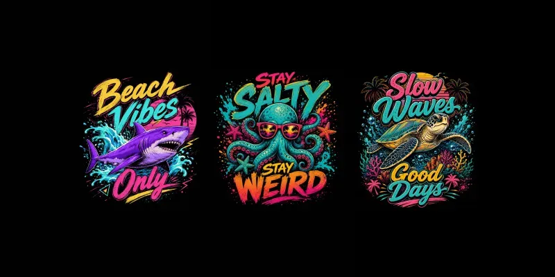 Retro Ocean Animal Quote Design Pack generated by undefined