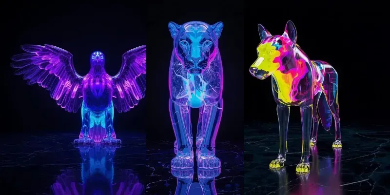 Neon Fluid Glowing Glass 3D Animals generated by undefined