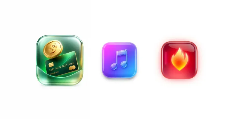 Modern 3D Mobile App Icons generated by undefined