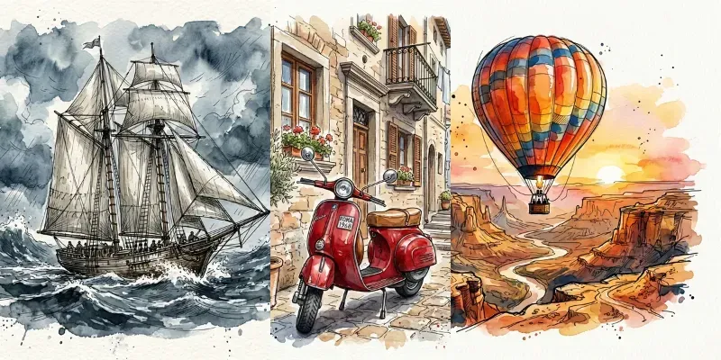 Watercolor Ink Sketch Scenes generated by undefined