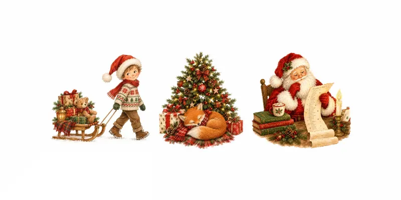 Charming Childrens Christmas Watercolors