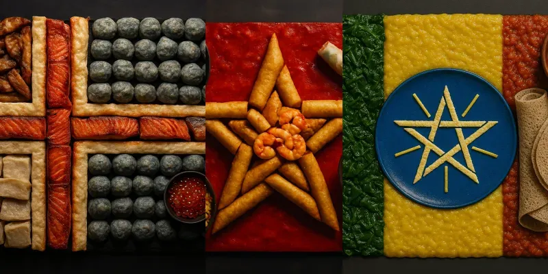Flags Made From Traditional Dishes generated by undefined