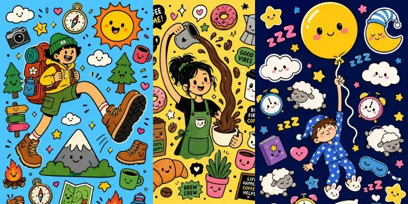 Naive Kawaii Sticker Collage Art generated by undefined