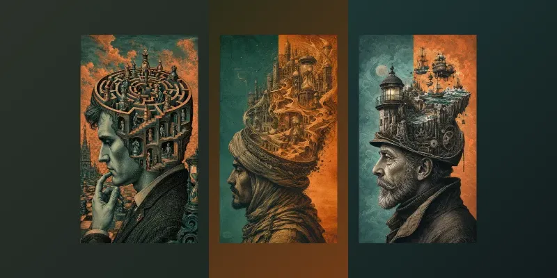 Surreal Engraved Minds In Contrast generated by undefined