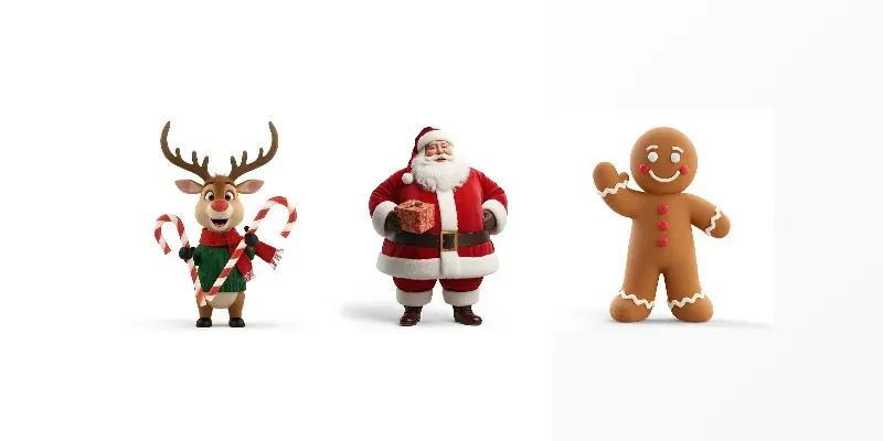 Vintage 3D Christmas Mascots