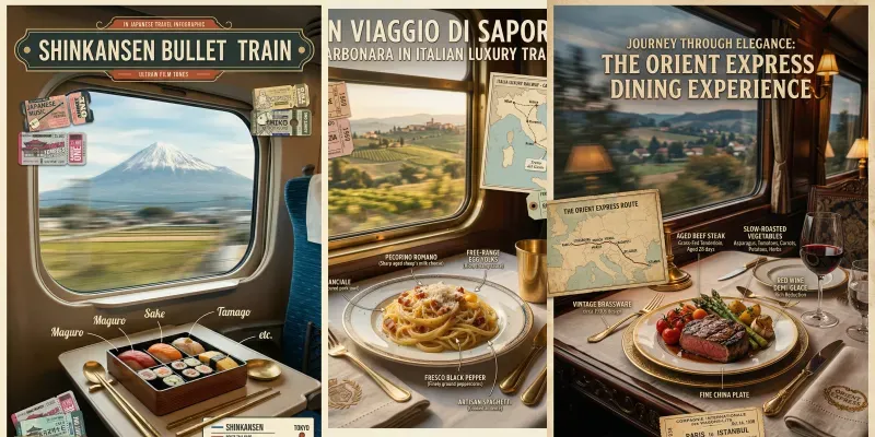 Vintage Train Travel Food Infographics generated by undefined