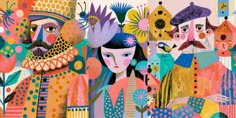 Colorblock Joyful Folk Art generated by undefined