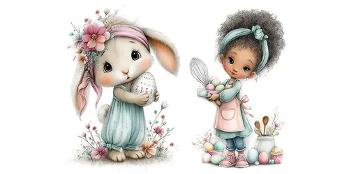 Festive Easter Kids Tshirt Clipart Prints generated by midjourney