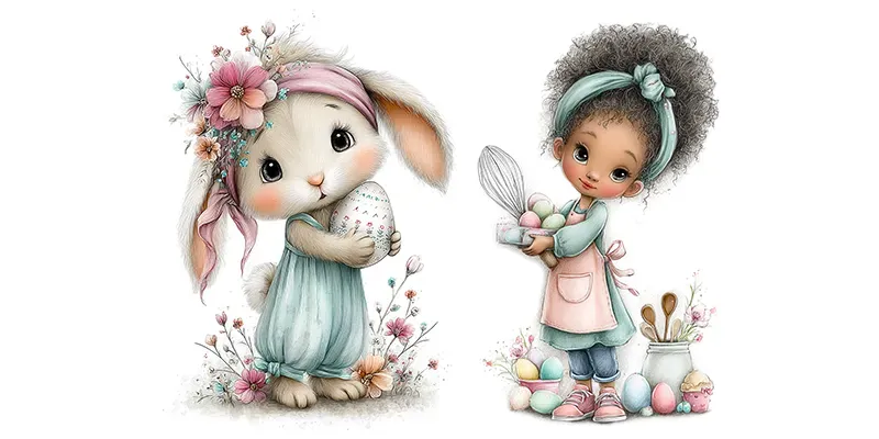 Festive Easter Kids Tshirt Clipart Prints
