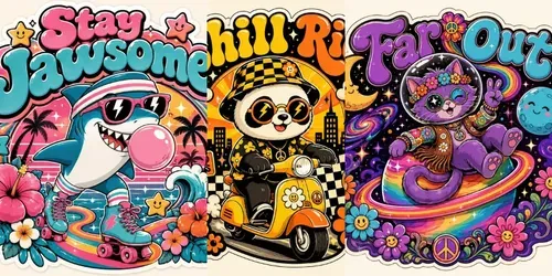 Retro Groovy Sticker Art Packs generated by chatgpt-image