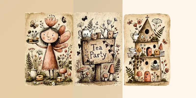 Watercolor Whimsical Woodland Teaparties generated by undefined