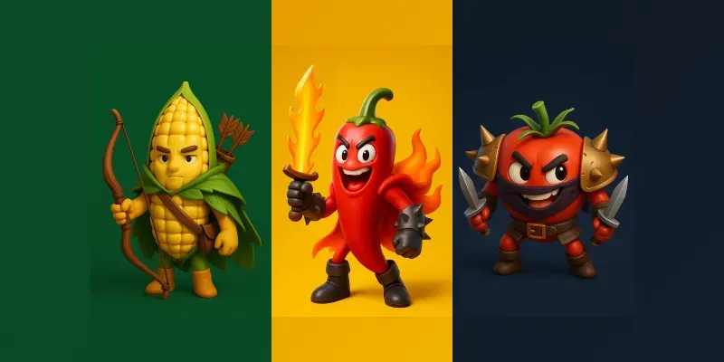 3D Cartoon Vegetable Warrior Templates generated by undefined