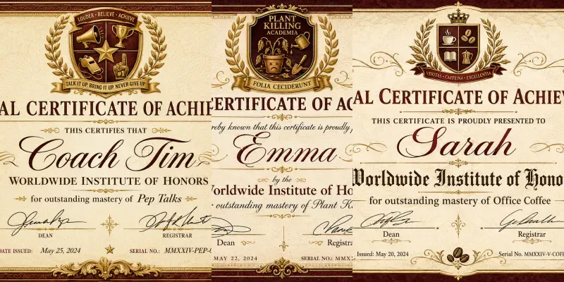 Funny Fake Diploma Certificate Maker generated by undefined