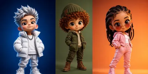 3D Chibi Streetwear Kid Characters generated by chatgpt-image