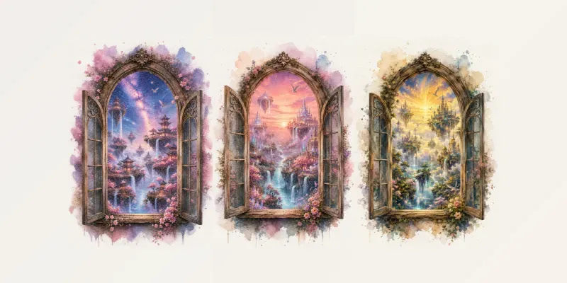 Magical Watercolor Portal Worlds generated by undefined