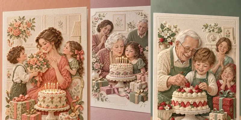 Embossed Birthday Keepsake Cards