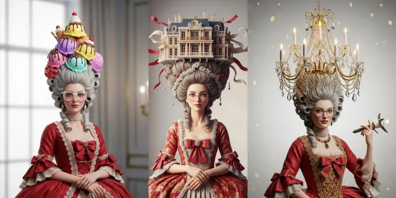 Whimsical Rococo Lady Portraits generated by undefined