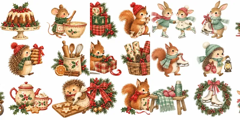 Woodland Christmas Clipart Sets