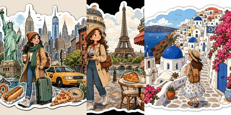 Travel Landmark Sticker Collections generated by undefined