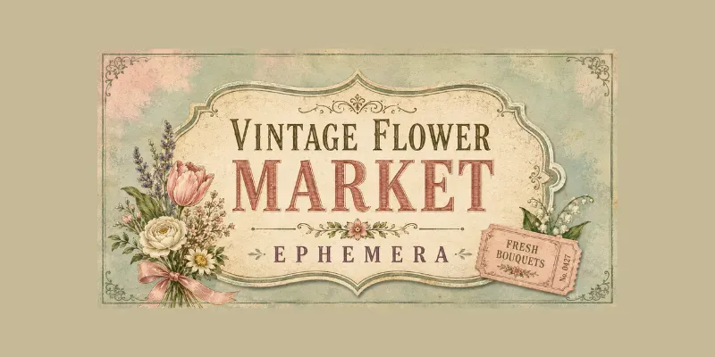 Vintage Flower Market Ephemera generated by undefined