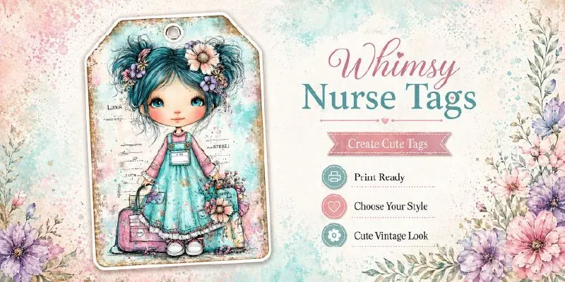 Whimsical Nurse Girl Product Tags generated by undefined