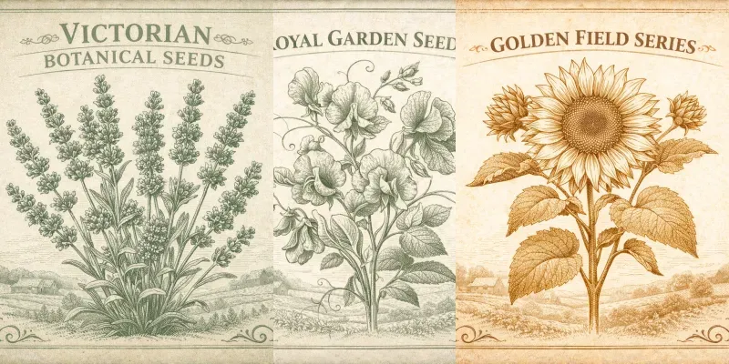 Vintage Botanical Seed Packet Art generated by undefined