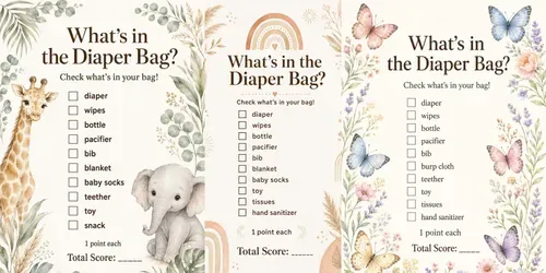 Baby Shower Diaper Bag Game Printables generated by chatgpt-image