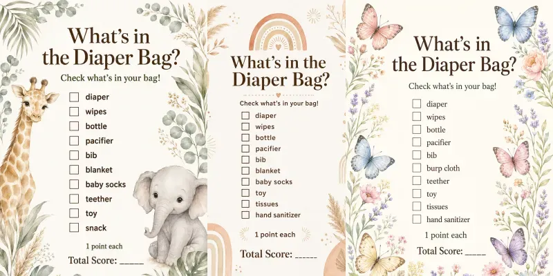 Baby Shower Diaper Bag Game Printable Pr generated by undefined